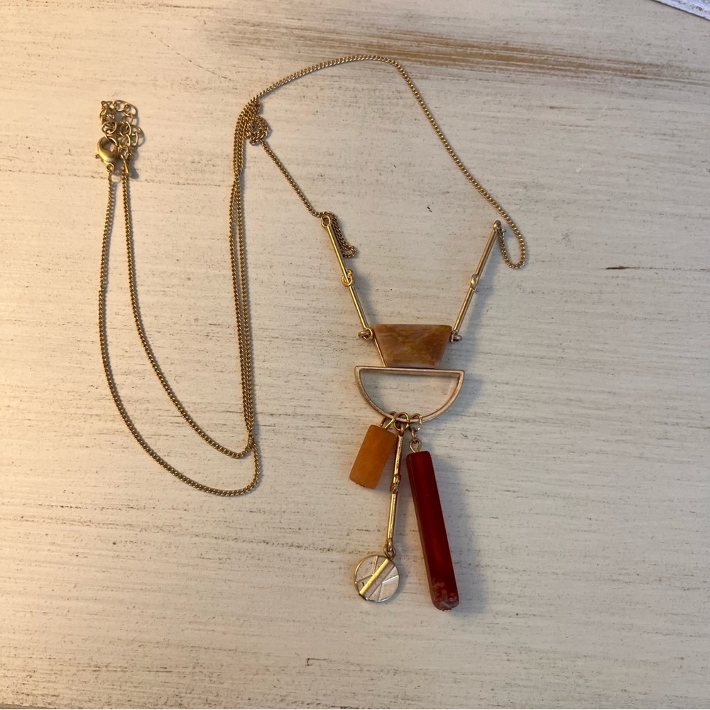 Necklace Boho Mixed Stone Dangle on Gold-tone Chain